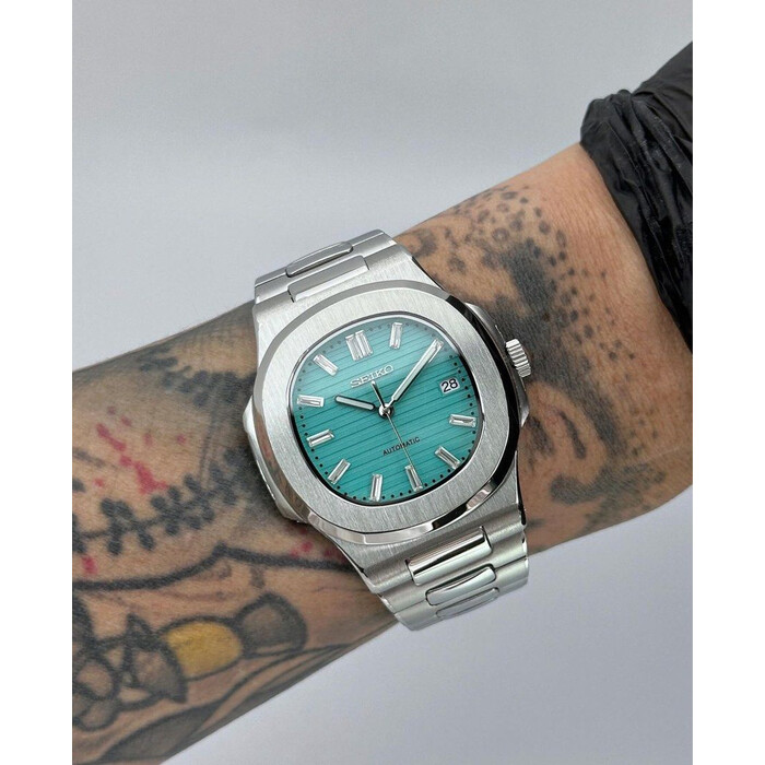 Custom Seiko Mod • Diamond Tiffany Nautilus • 40mm